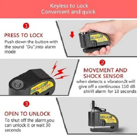 CANDADO ALARMA PARA MOTOS Y BICICLETAS