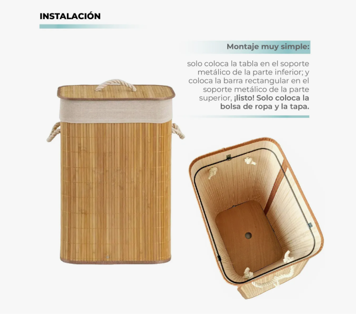 Cesta De Ropa Sucia Con Forro De Bambú M
