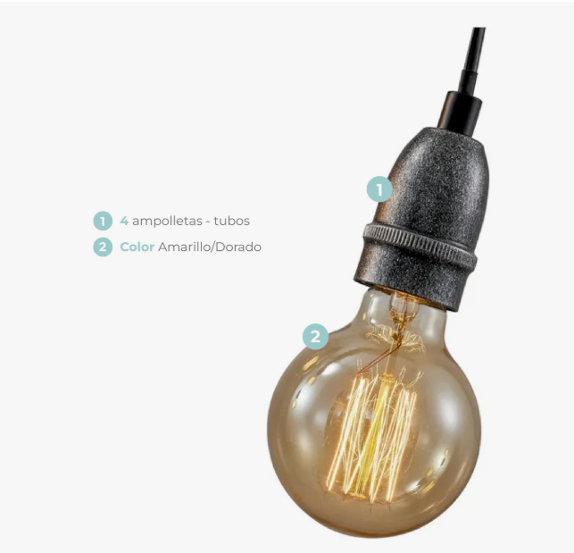 Lámpara Colgante Safiro 4 Luces E27 Atik